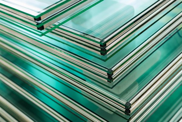 Sheets of Factory manufacturing tempered clear float glass panels cut to size